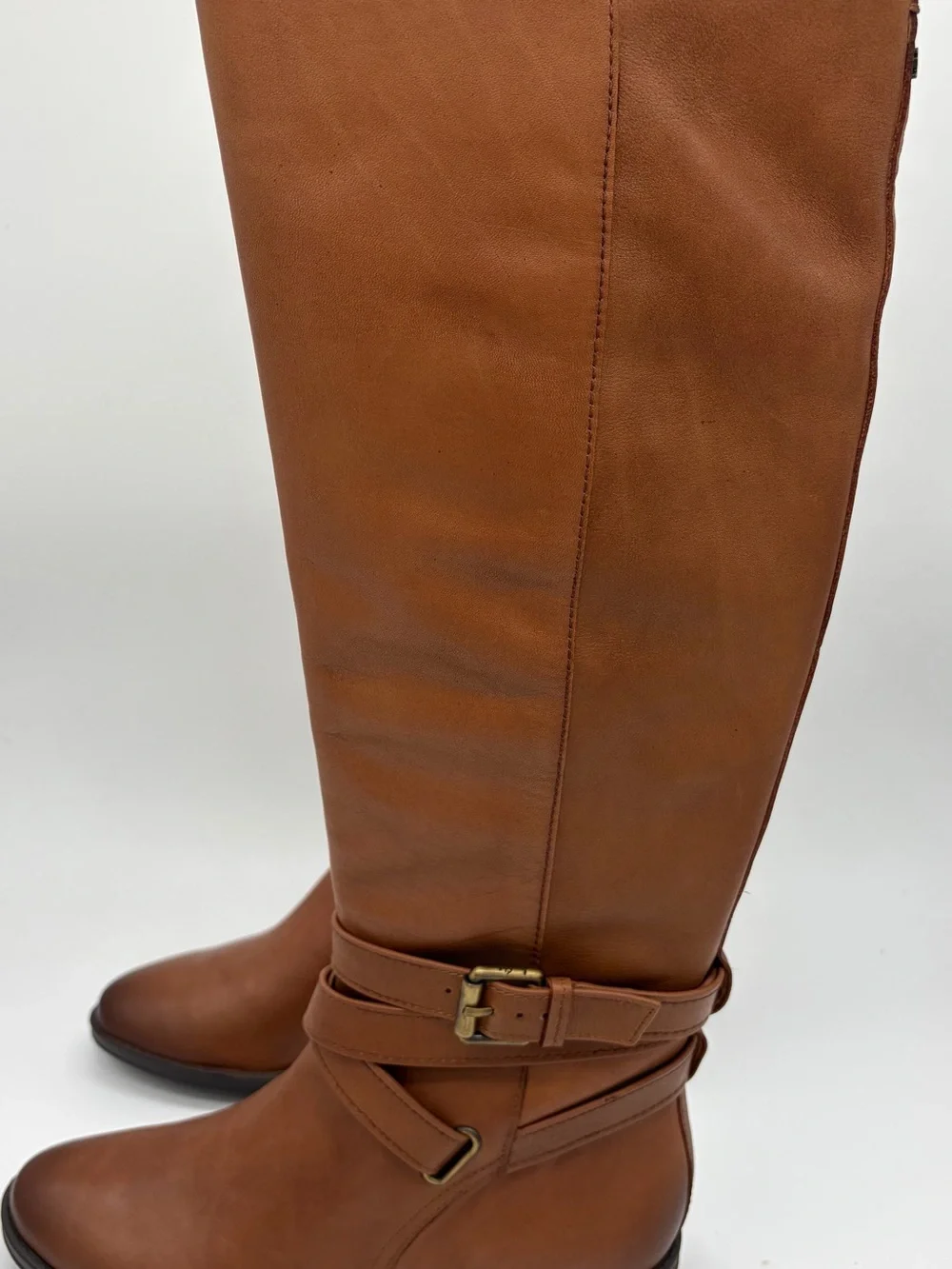 Sam Edelman Pansy Chestnut Leather Over-The-Knee Buckle Boots